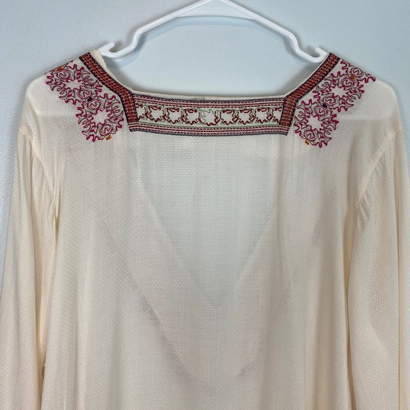 Peasant Tunic Dress Embroidered Balloon Sleeves L - Picture 3 of 10